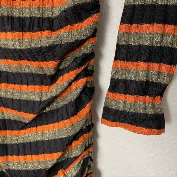 Ramy Brook stripe clam sweater dress long sleeve ruched bodycon S - Picture 7 of 14